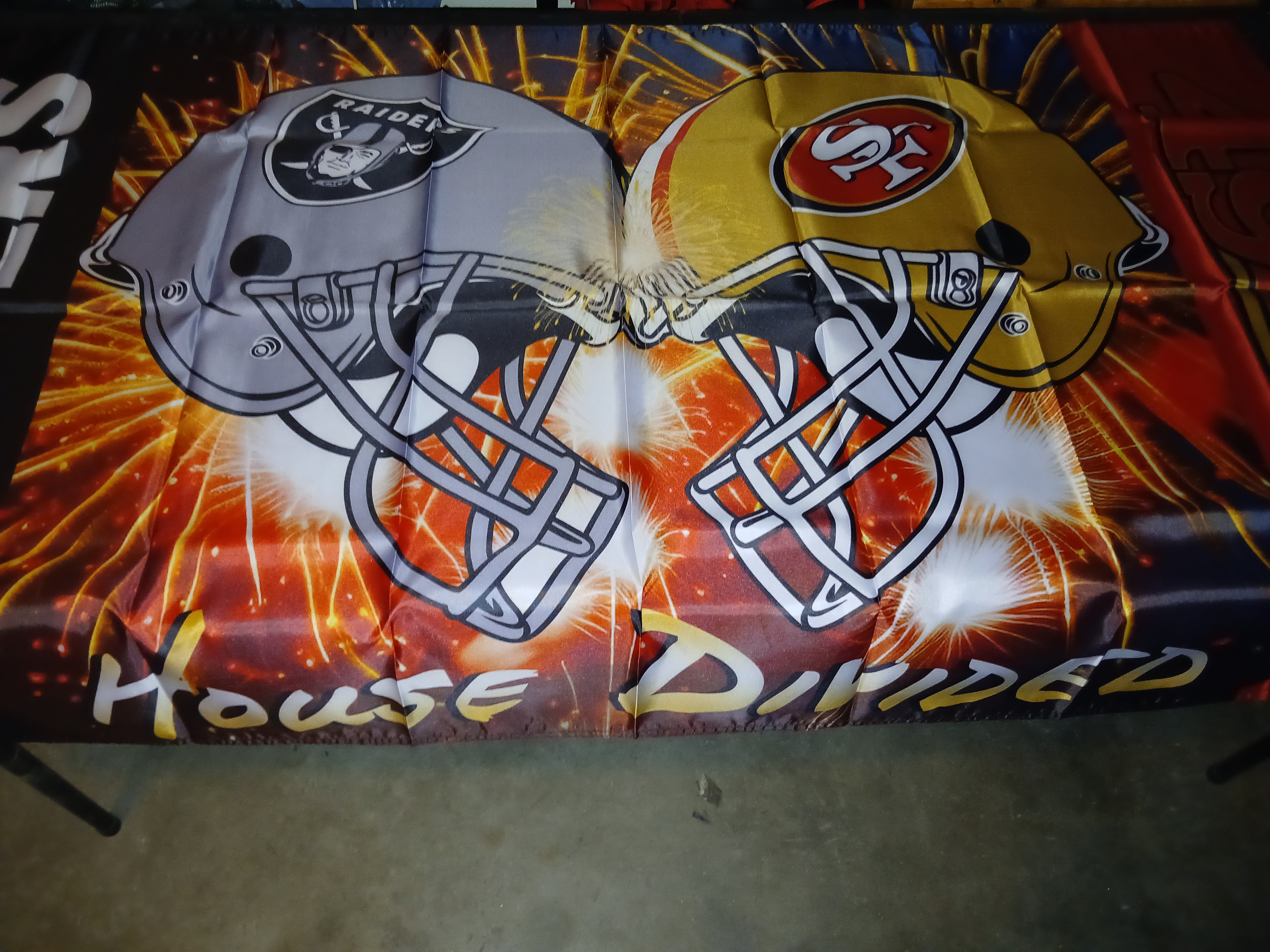 House Divided 49ers/Raiders flag